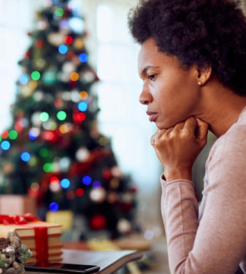 a lady sad during holidays